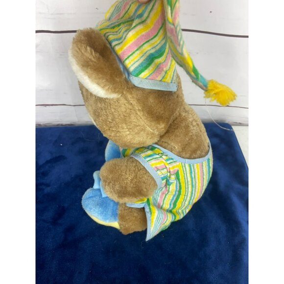 Vintage 1982 Amtoy Sleepytime Bear Plush Toy With Striped Pajamas & Hat‎ - Picture 4 of 7